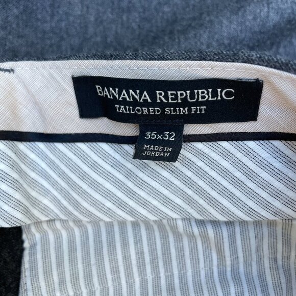 BANANA REPUBLIC 100% Wool  Dress Pants Men's 35 x 32 (29) Tailored Slim Fit Gray - Picture 7 of 8